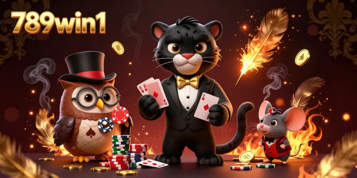 Experience thrilling games at 789win1 with a stylish black panther dealer and vibrant casino elements.