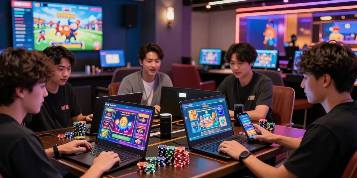 Exciting gaming scene with players enjoying iwin online games in a vibrant casino environment.