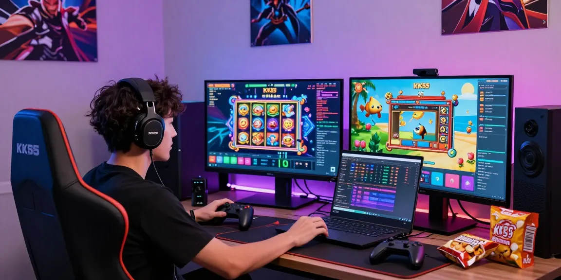 Engaging KK55 online gaming scene showcasing a live stream event with enthusiastic gamer and vibrant visuals.