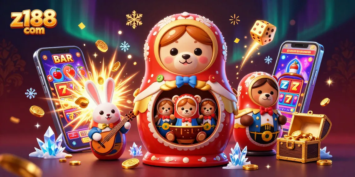 Experience excitement at z188 com with vibrant 3D casino elements and playful bears.