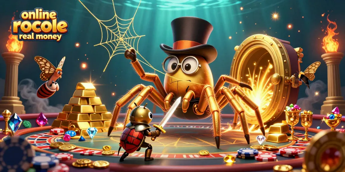 Play exciting online roulette real money with a lively scene featuring magical characters and golden treasures.