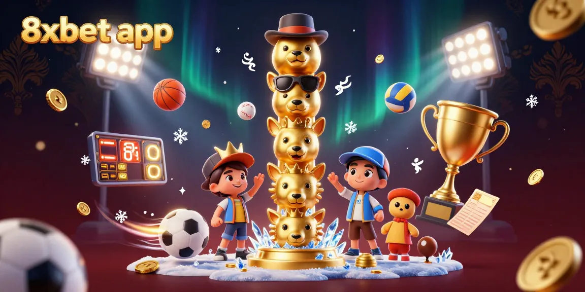 Engage with the thrilling 8xbet app through this vibrant 3D casino illustration showcasing a dynamic betting atmosphere.