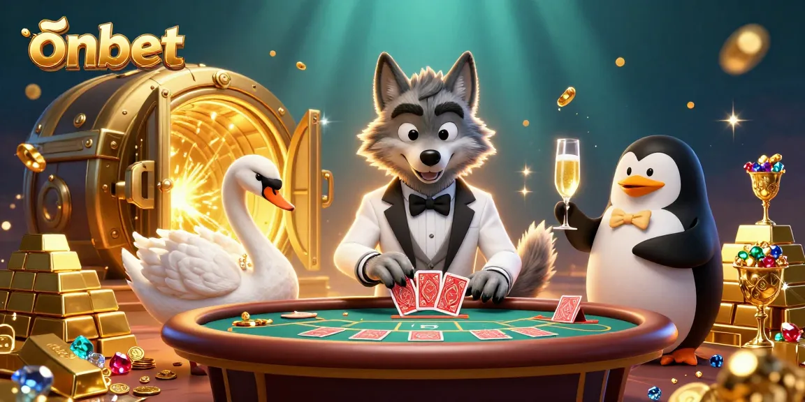 Experience the thrilling world of onbet with a luxurious baccarat scene featuring unique 3D characters.