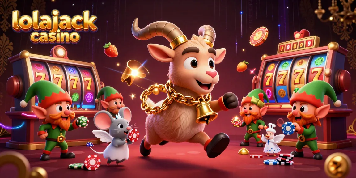 Lolajack casino features festive Krampus, an angel mouse, and elf gremlins in a colorful gambling scene.