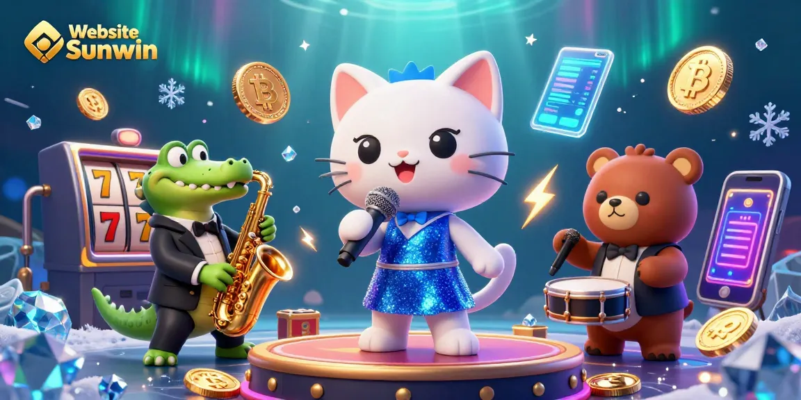 Experience excitement with Website Sunwin playing slots alongside lively characters in a vibrant casino.