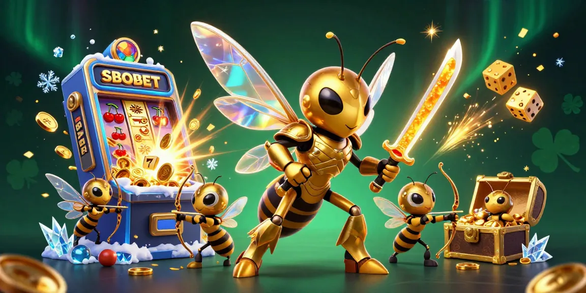 SBOBET offers thrilling casino adventures featuring a giant golden hornet in samurai armor amid a jackpot explosion of coins.