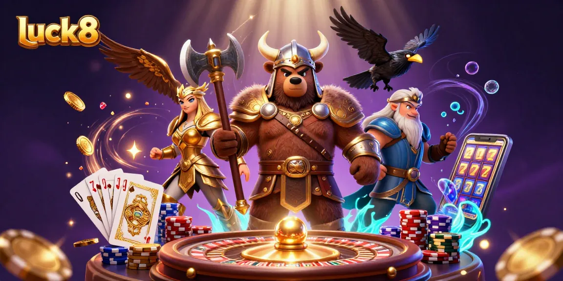Experience thrilling gameplay with luck8's engaging casino adventure among Viking characters.