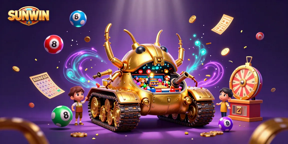 SUNWIN's exciting golden beetle tank reveals a captivating miniature casino with colorful game elements.