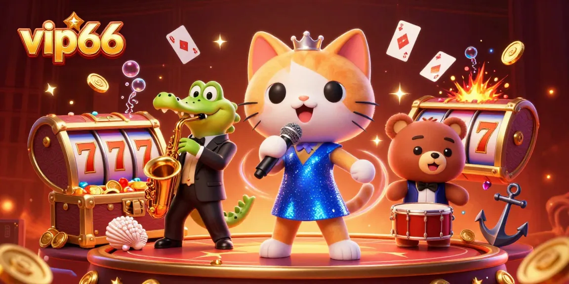 Experience the excitement of vip66 with a vibrant casino scene featuring unique characters.