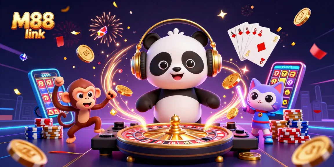 Experience thrilling gameplay with M88 link - spin, dance, and win big in a vibrant casino scene!