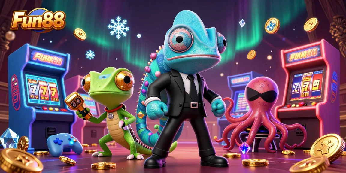 Engage with Fun88's thrilling casino games featuring colorful characters in a vibrant 3D scene.