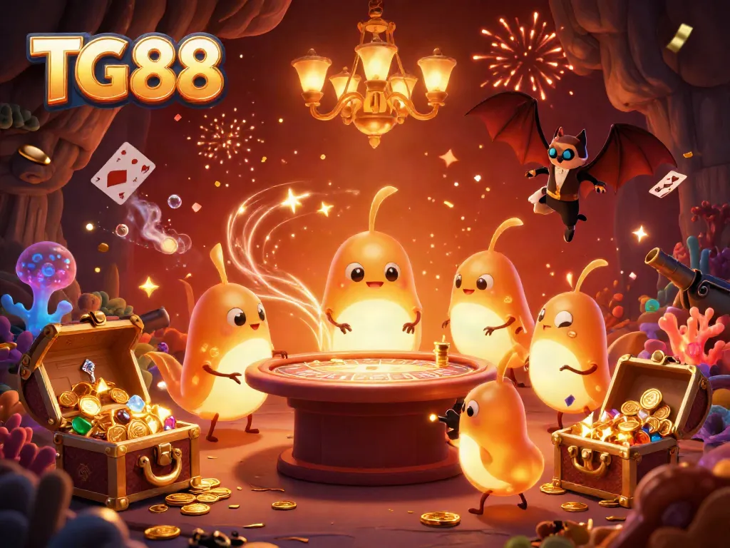 Experience the vibrant TG 88 casino atmosphere illuminated by glowworms with dynamic game elements.