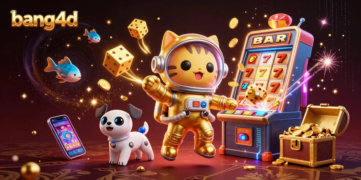 Engage with bang4d's thrilling slot experience, featuring an astronaut cat and exciting casino elements.