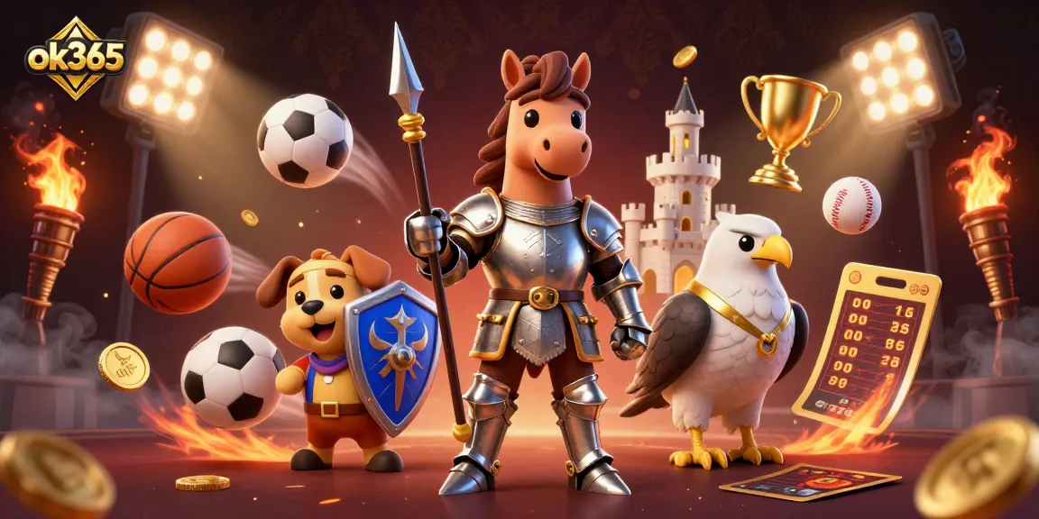 Experience the excitement of ok365 with medieval knight characters in a vibrant casino scene.