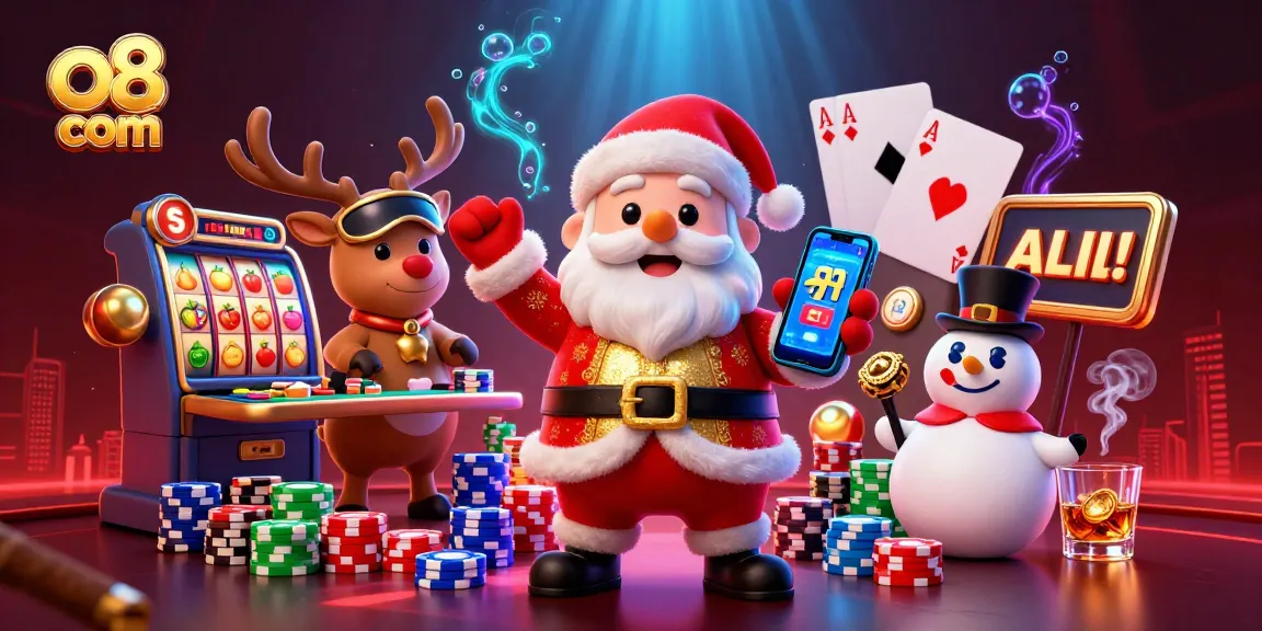 Experience jackpot thrills with o8 com in this vibrant casino scene featuring festive characters.