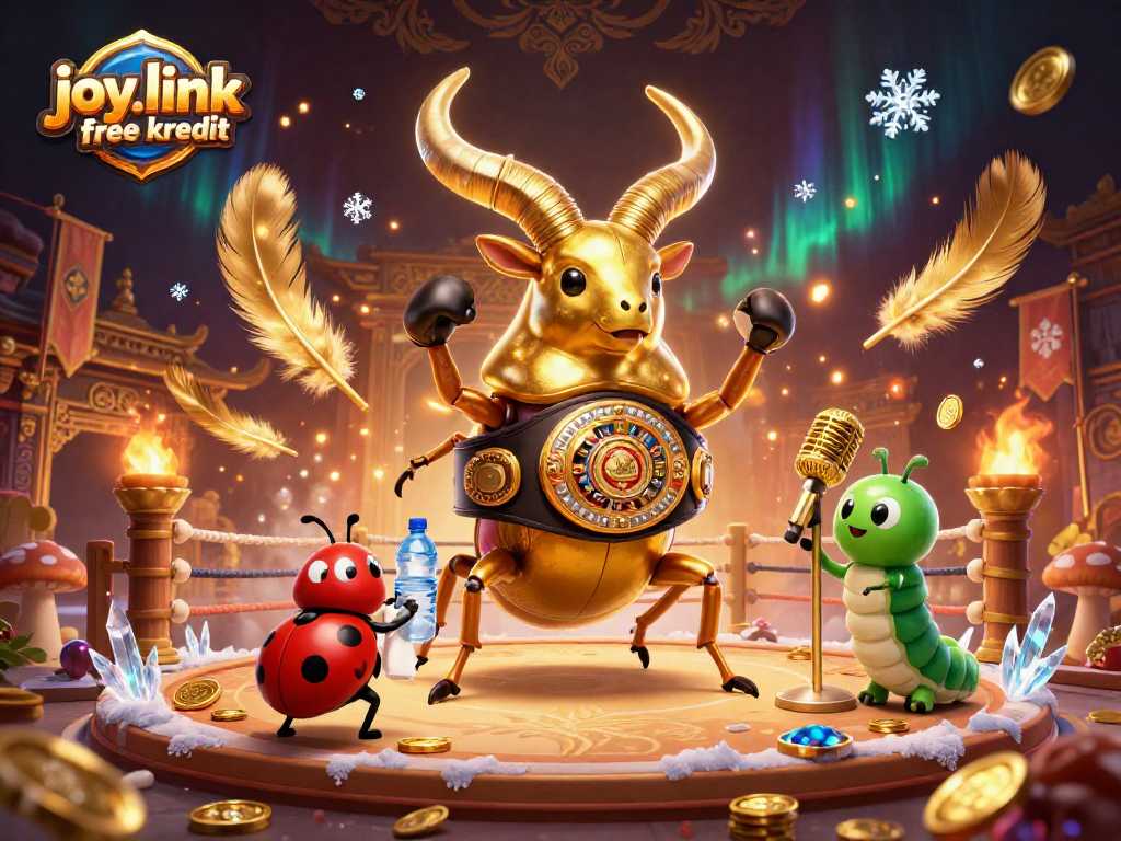 Engage with the vibrant joy.link free kredit scene featuring a boxing beetle in an energizing casino backdrop.
