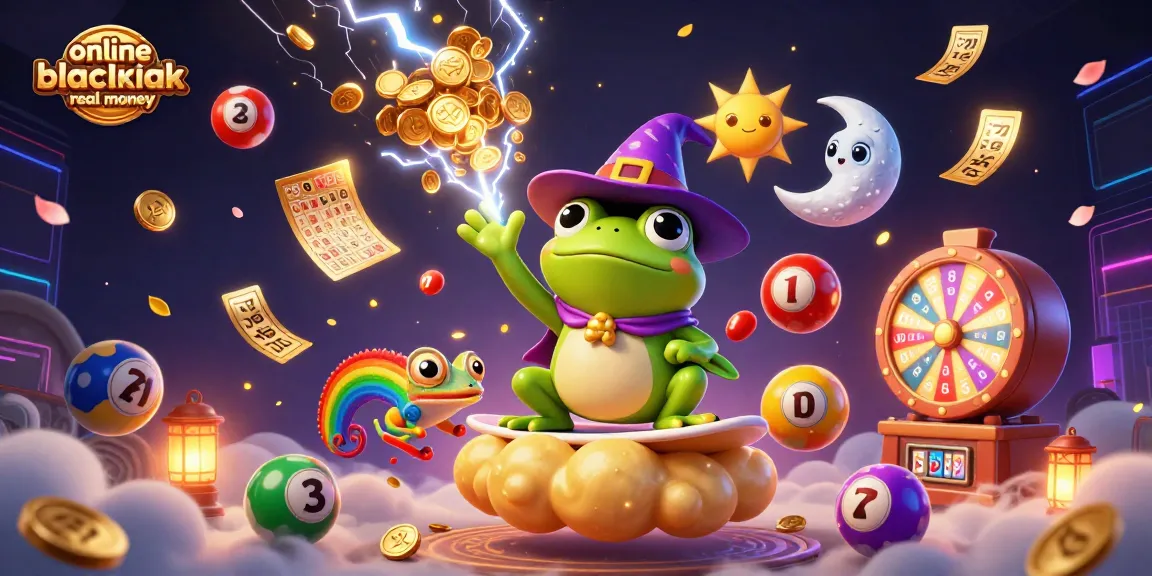 Engage with online blackjack real money as the wizard frog creates a vibrant storm of coins.