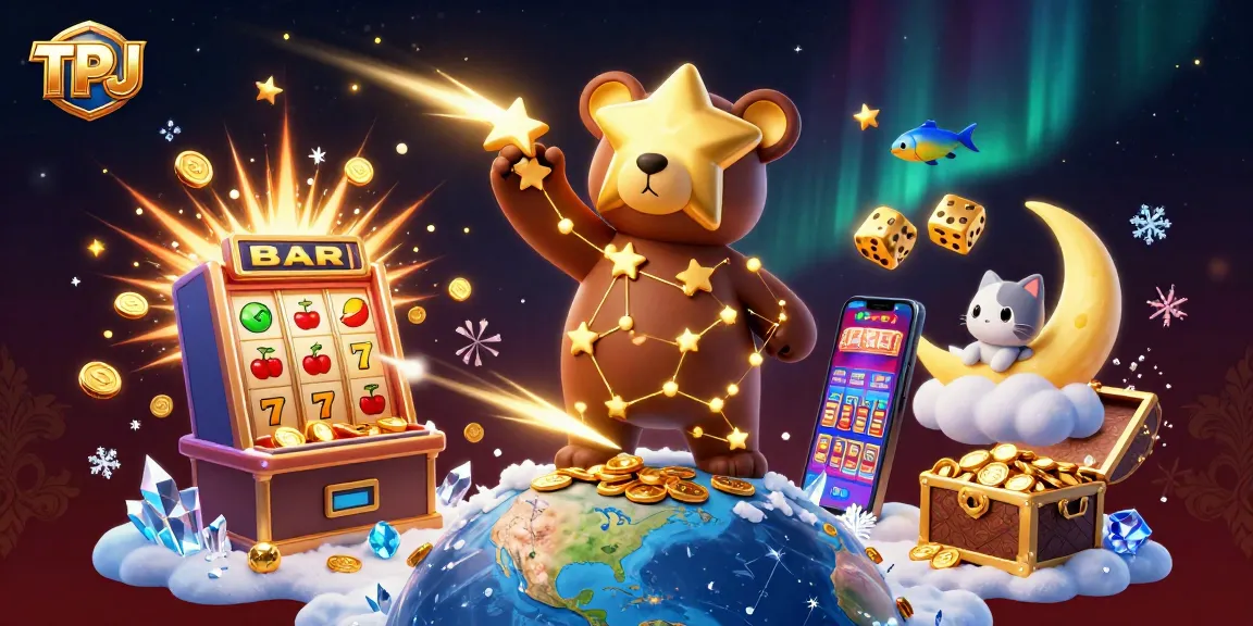 TPJ attracts gamblers with a vibrant 3D illustration of a jackpot and casino elements.
