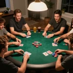 Các người chơi nhiệt tình thưởng thức đá gà Thomo hôm nay trong một buổi tối poker thân thiện với chip và bài.