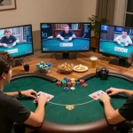 Players engaging in an exciting online RR88 poker game, showcasing strategy and high-stakes decisions from a comfortable home.