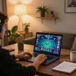 Engaging gaming setup showcasing SC 88 online casino gameplay with vibrant graphics and cozy atmosphere