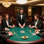 B52 club poker action with players betting and strategizing at an upscale table, showcasing excitement and luxury.