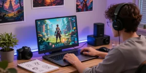 Engaged user exploring character AI NSFW features in a vibrant digital workspace.