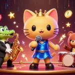 Experience kèo bóng đá nhà cái with a 3D cartoon illustration of a jazzy cat and gaming elements.