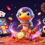 Experience thrilling gameplay at atasvip with a 3D Martian gecko discovering a golden casino.