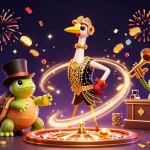 Experience the thrills of rr88 online gaming with a vibrant 3D illustration of casino elements and characters.