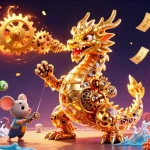 Bets88 showcases a dynamic 3D illustration of a golden dragon amidst colorful lottery elements, emphasizing excitement in online gambling.