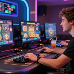 Pemain LUXURY777 menikmati pengalaman kasino online dengan suasana cerah dan permainan slot interaktif.
