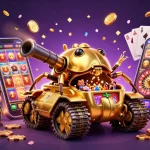 Sky88's dynamic casino scene with golden beetle tank, smartphone games, and rich game elements.