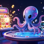 Experience debet gameplay with a vibrant 3D scene featuring an alien octopus and Jackpot elements.