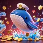 Experience thrilling gaming adventures with link Sin88 as a whale breaching in coins amid playful dolphins.