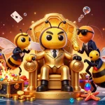 Engage with 789win1's vibrant casino scene featuring the bumblebee mob boss among slot reels!